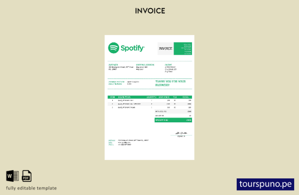 lista para imprimir plantilla de factura de Spotify de EE. UU.